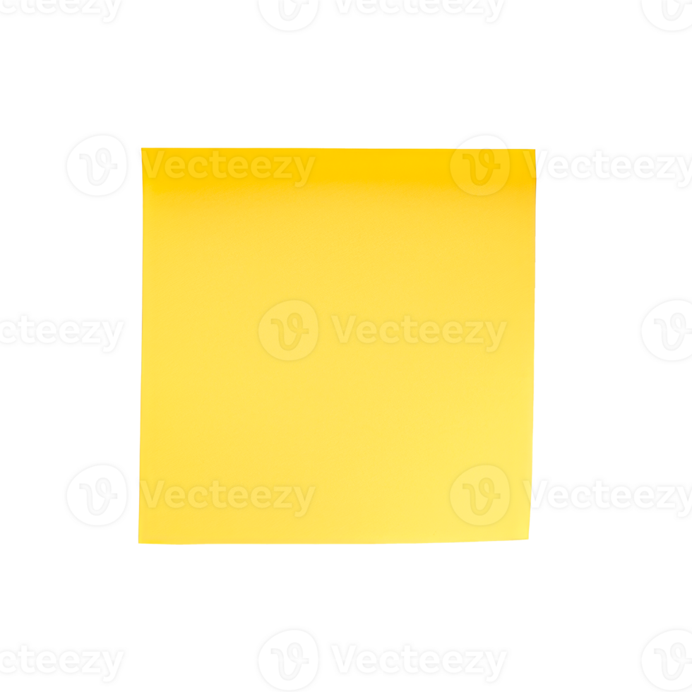 Yellow sticky note on a transparent background for reminders and messages png