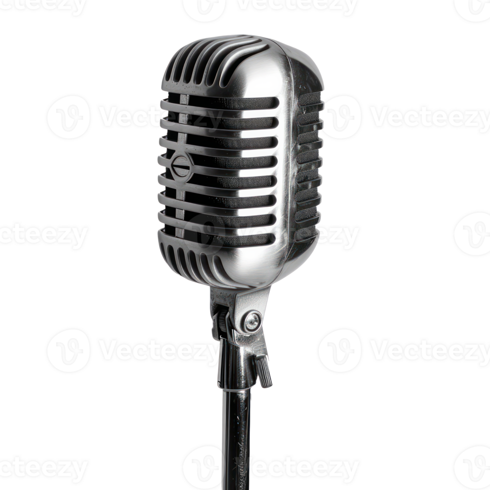 Vintage microphone on a transparent background ideal for music and audio projects. png