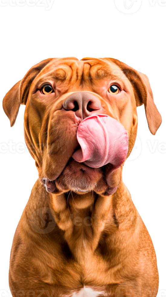 A close-up portrait of a cute dog with a playful expression png