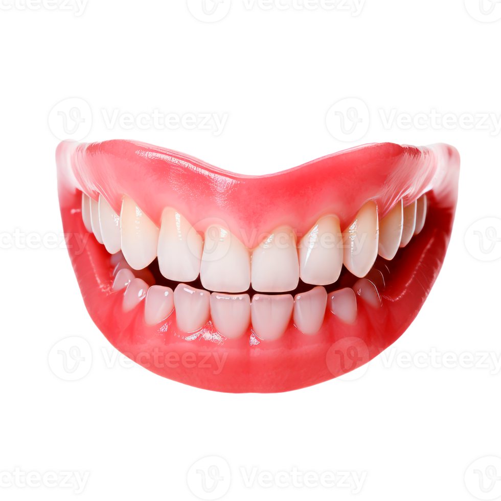 Close-up of a bright smile showcasing healthy white teeth and gums. png