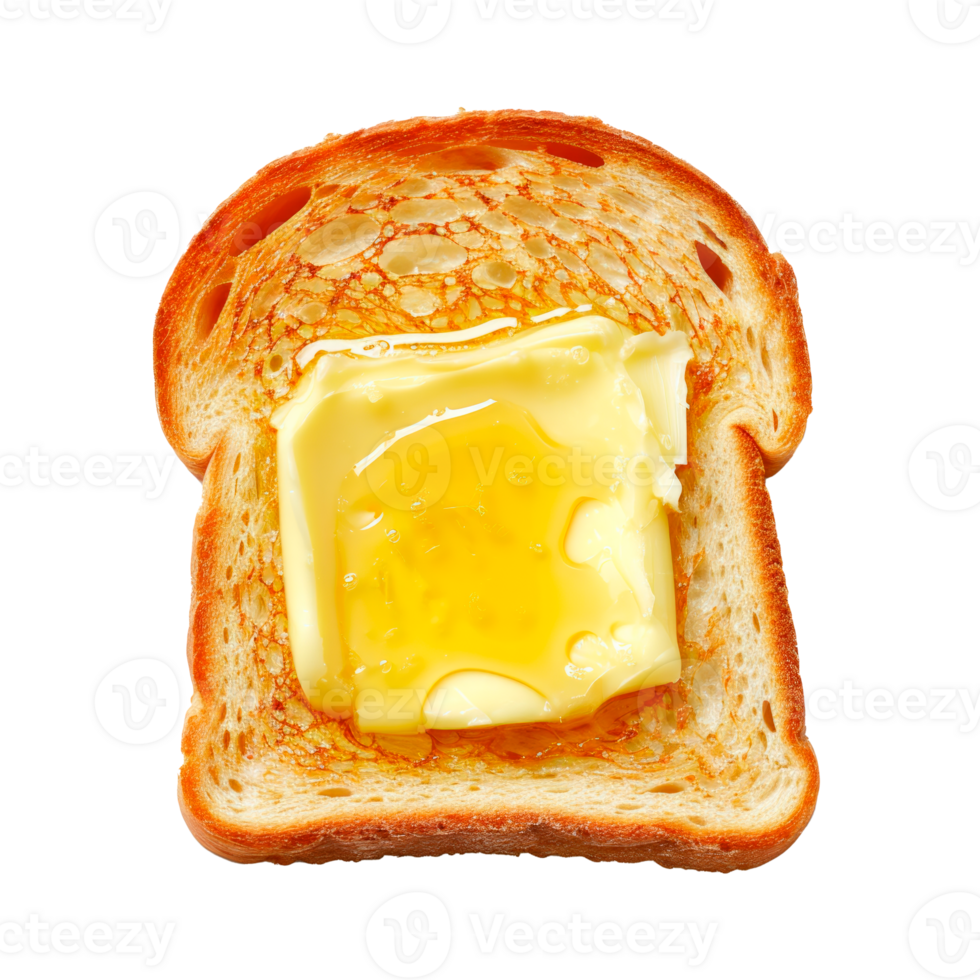 Slice of toasted bread with melted butter on top png