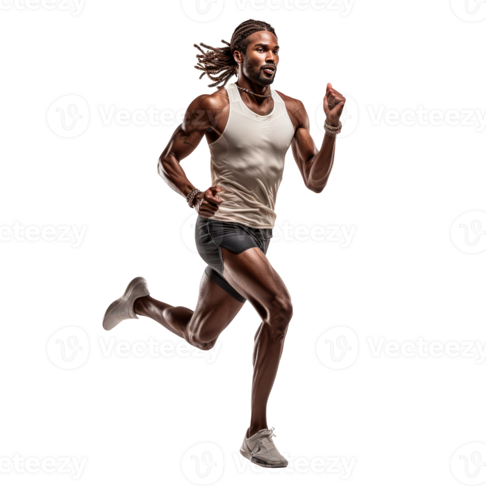 A male athlete running in motion showcasing fitness and speed png