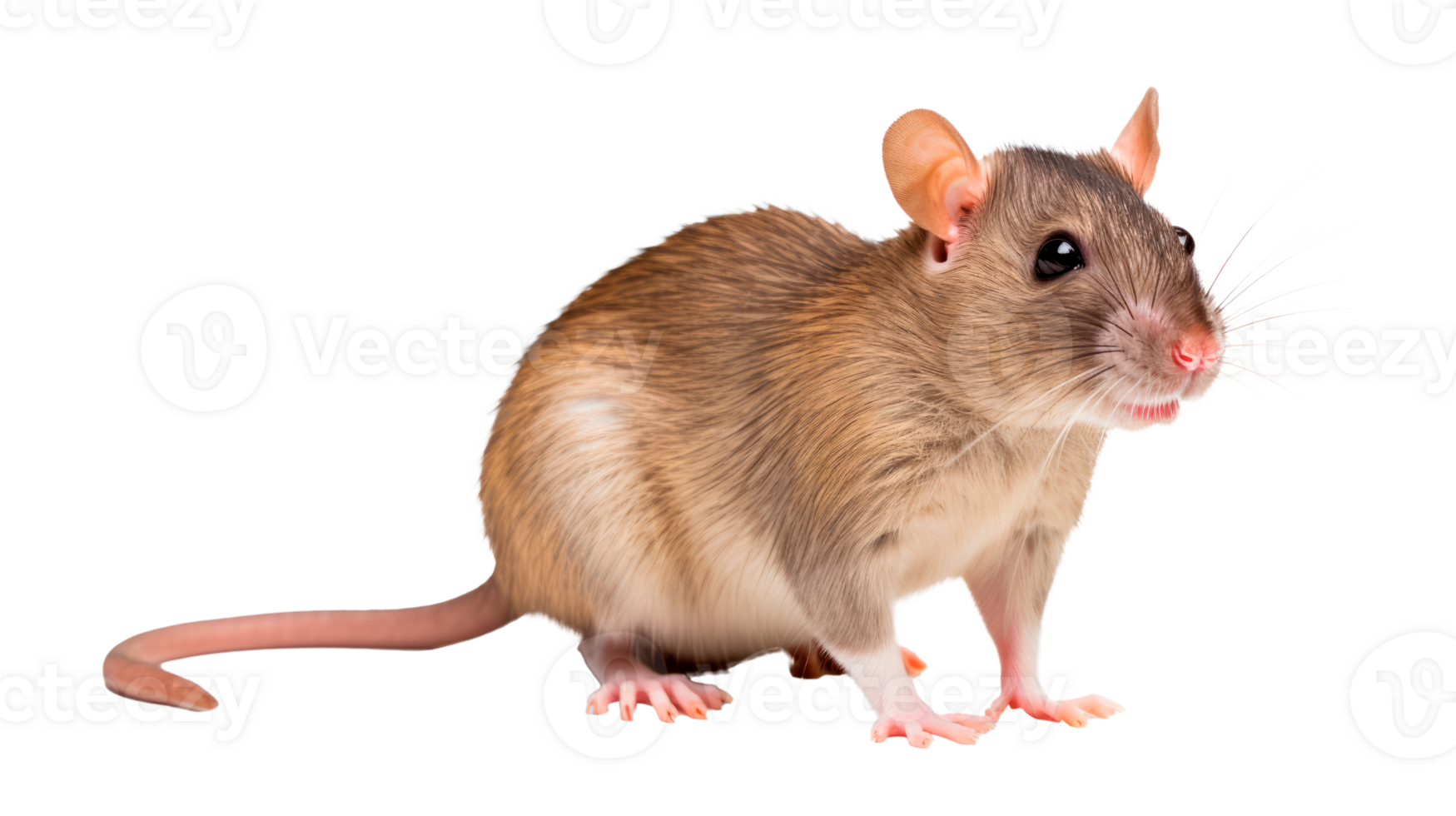 A cute mouse standing on a transparent background. png