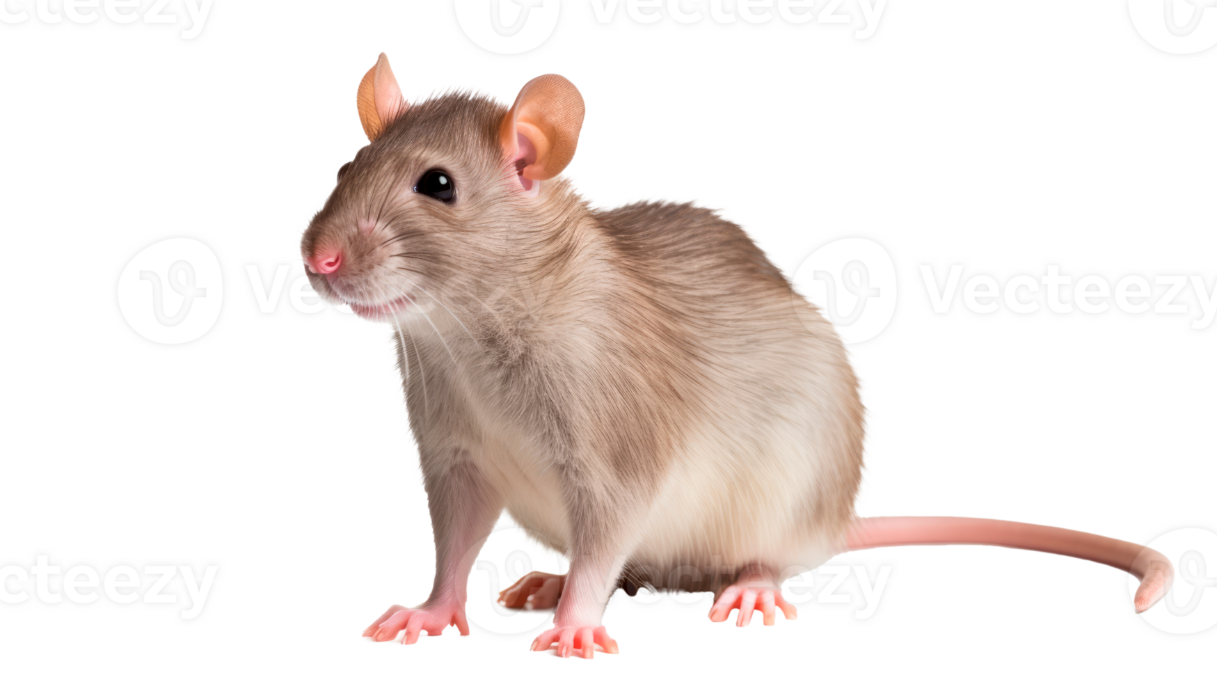 A cute small rat isolated on a transparent background. png