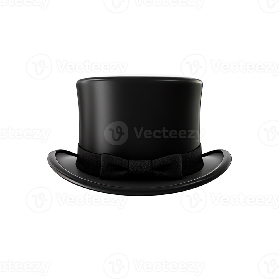 Black top hat with a classic design for formal occasions or costumes. png