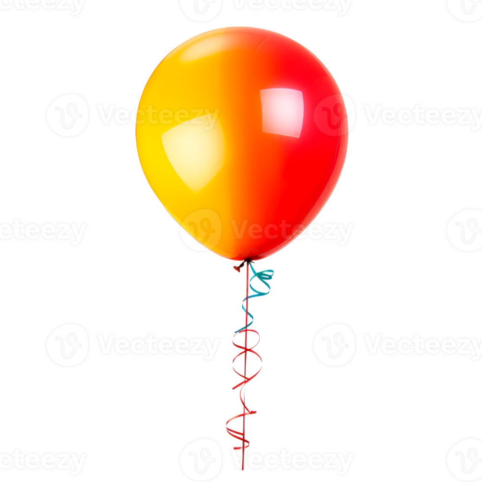 Colorful red and yellow balloon with ribbon for festive celebrations png
