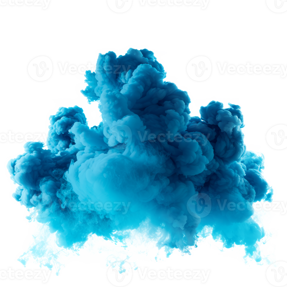 Blue smoke cloud on a transparent background for design and effects png