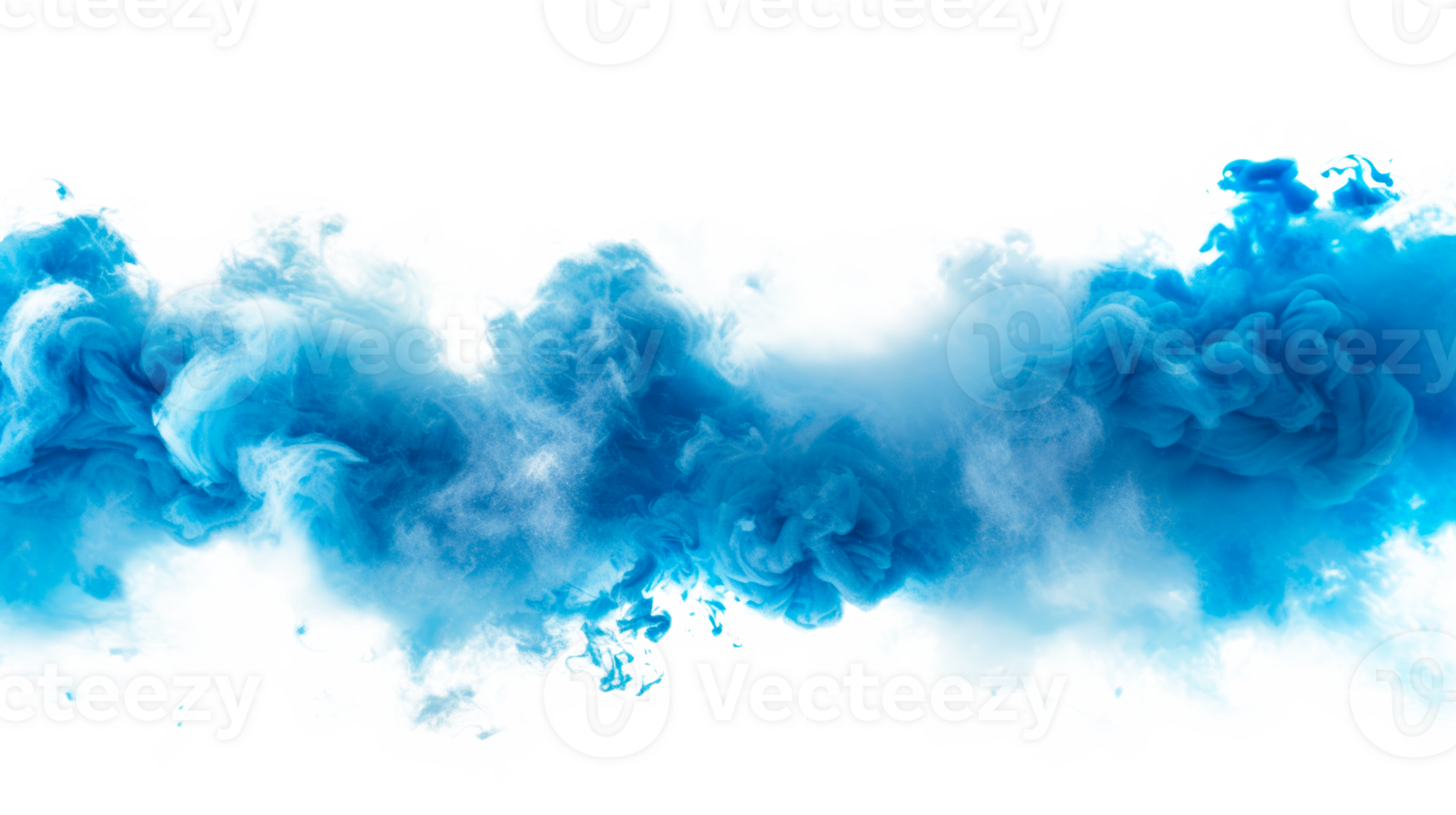 Blue abstract smoke cloud isolated on transparent background for creative design png