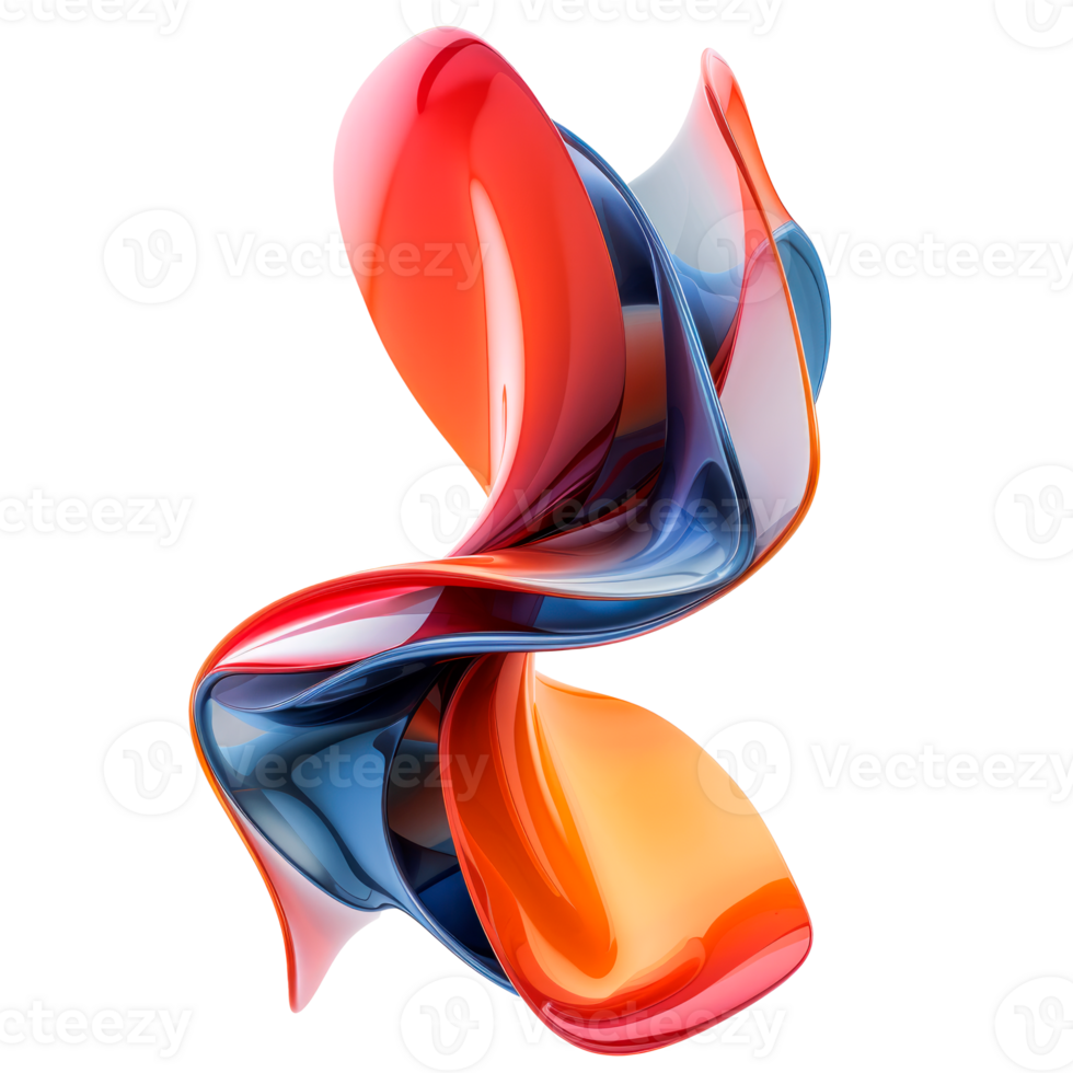 Colorful abstract 3D design featuring smooth swirling shapes and dynamic curves png
