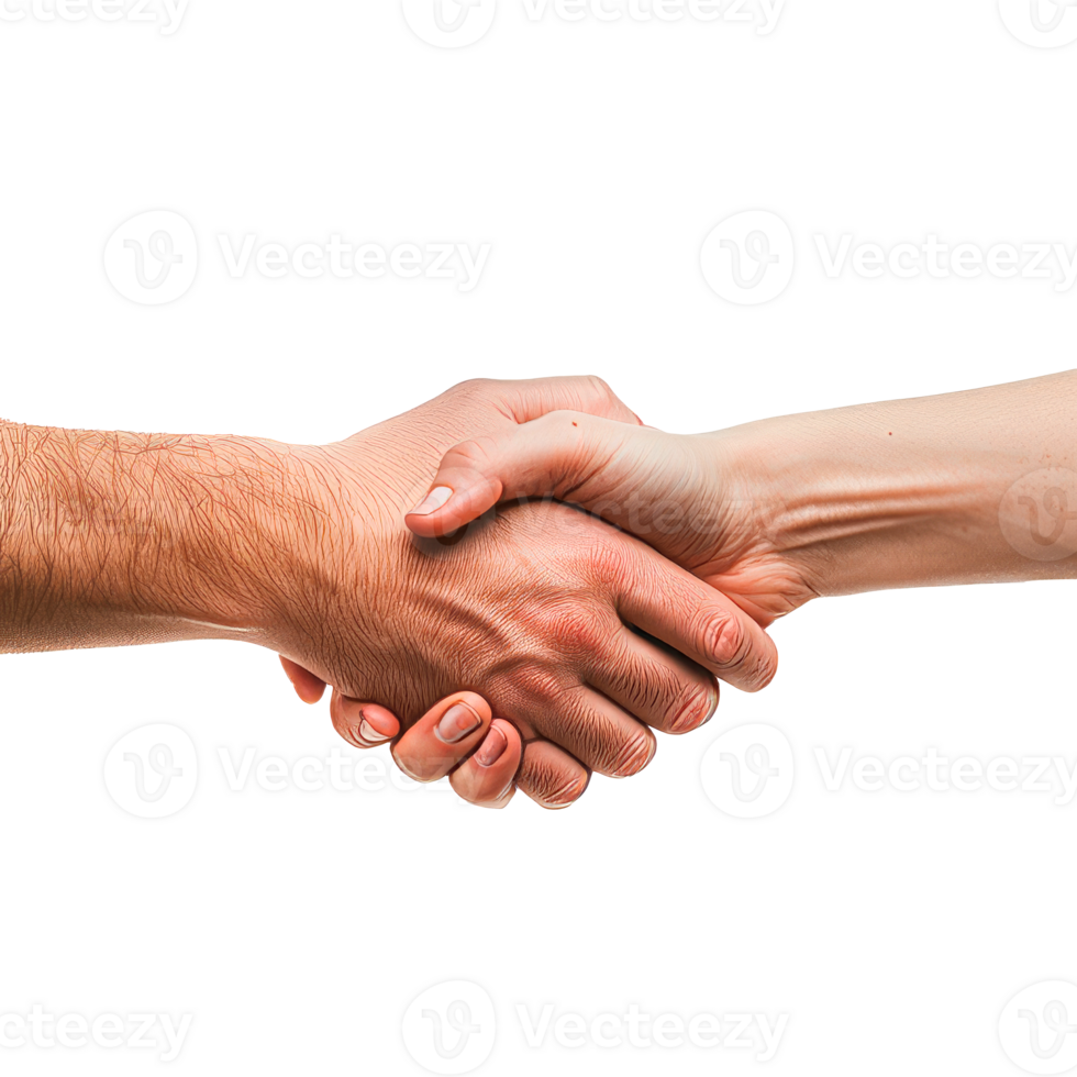 Two hands shaking in a gesture of agreement and partnership png