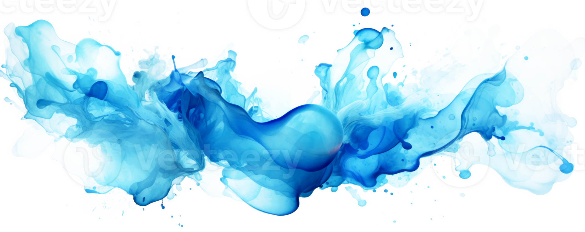 A vibrant blue liquid splash creating an artistic abstract design png