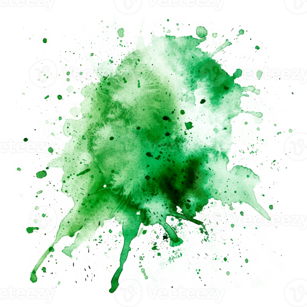 A vibrant green watercolor splash with abstract texture and design. png