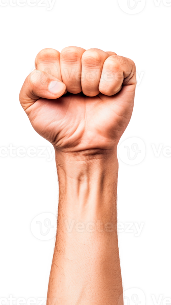 A raised clenched fist symbolizing strength and determination png
