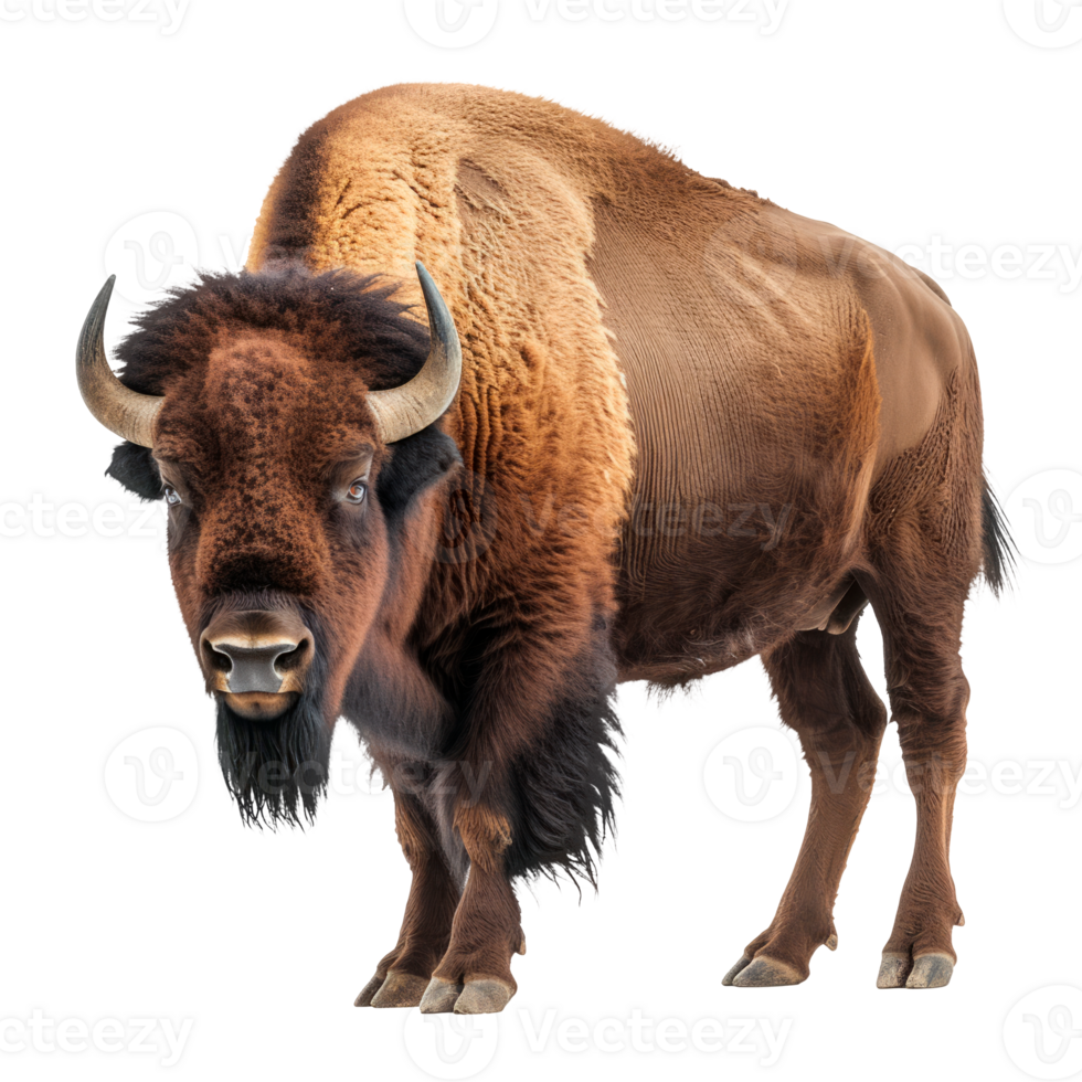 A detailed image of a bison standing on a transparent background png