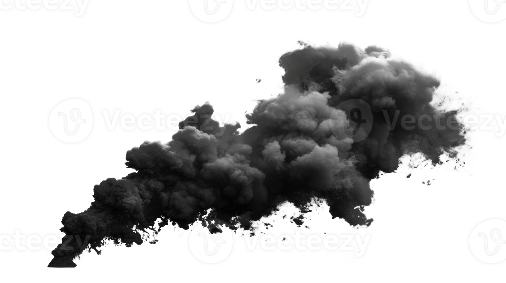 Dark smoke cloud isolated on transparent background for design use png
