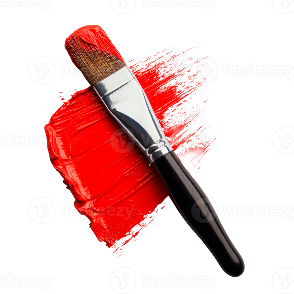 Red paint stroke with a brush isolated on a transparent background png