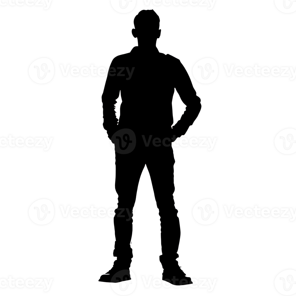 Silhouette of a standing male figure on a transparent background png