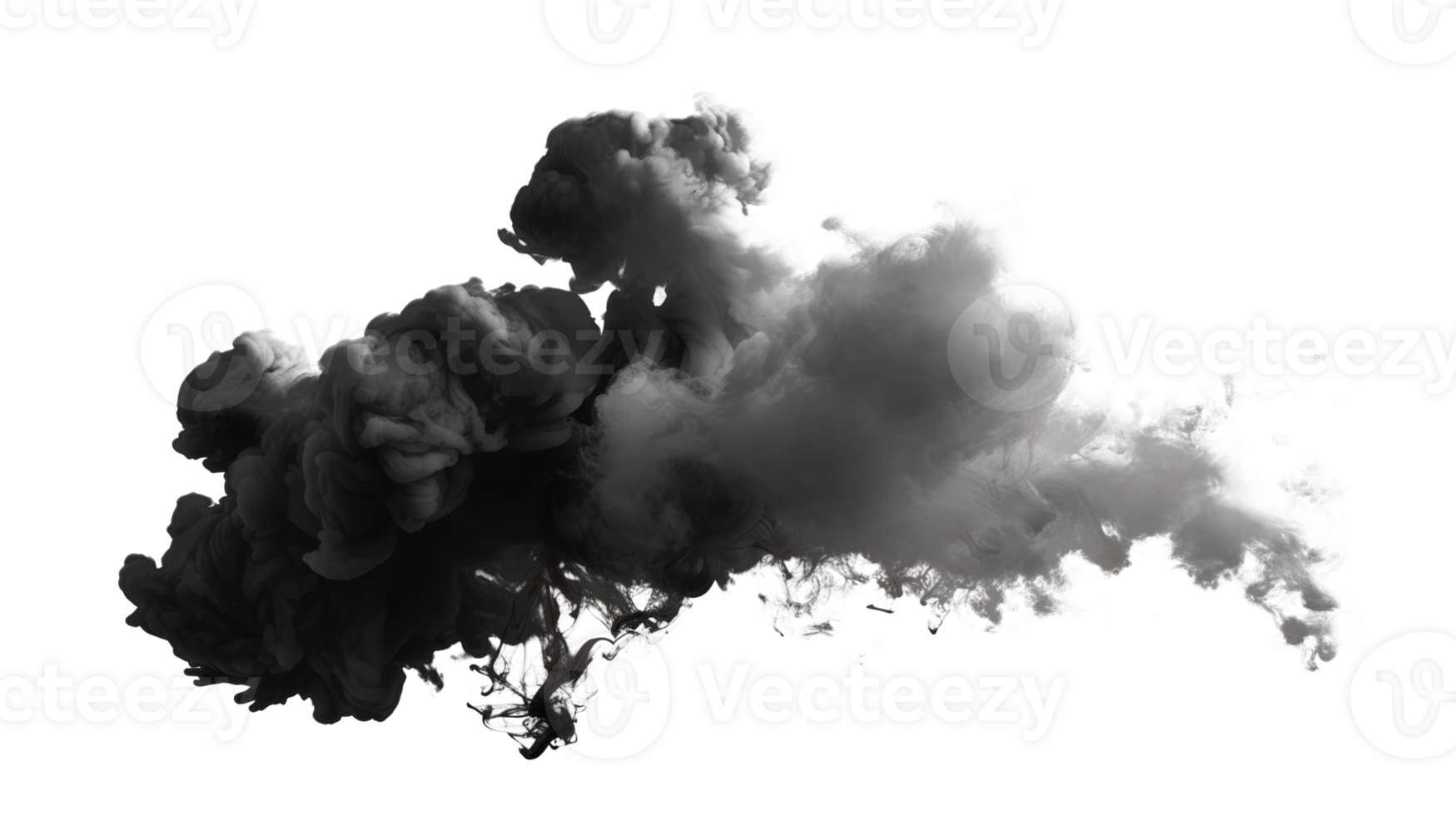 Dark smoke cloud effect on a transparent background for creative use png