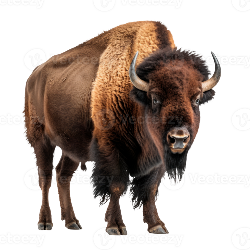 A realistic bison standing proudly on a transparent background png