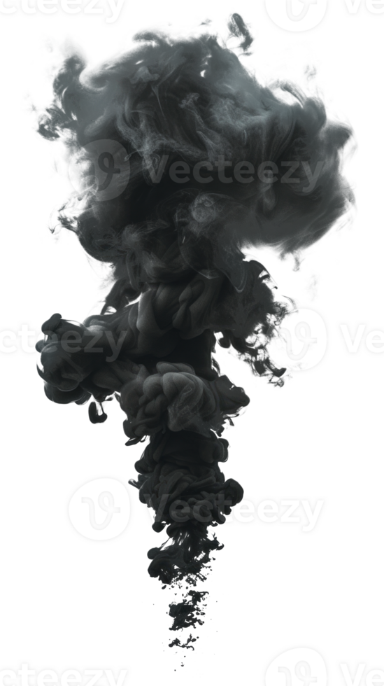 Dark abstract smoke cloud isolated on transparent background for design purposes. png