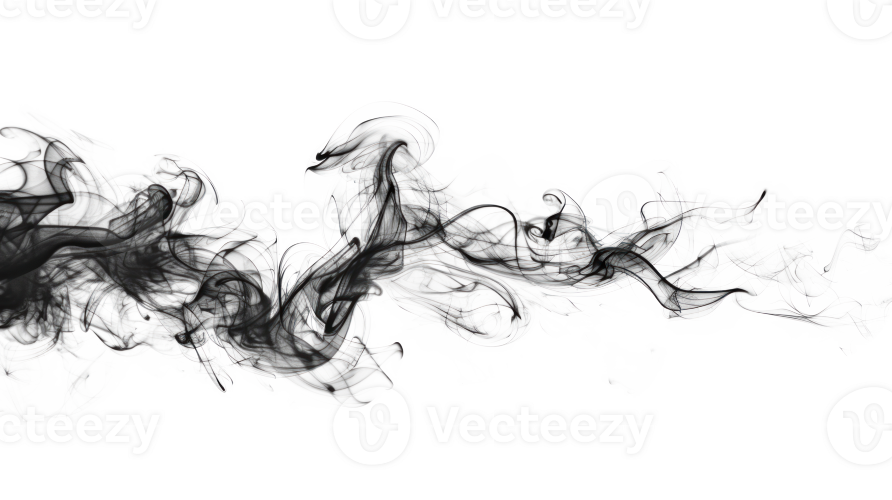 Abstract smoke swirling in black and white on a transparent background png