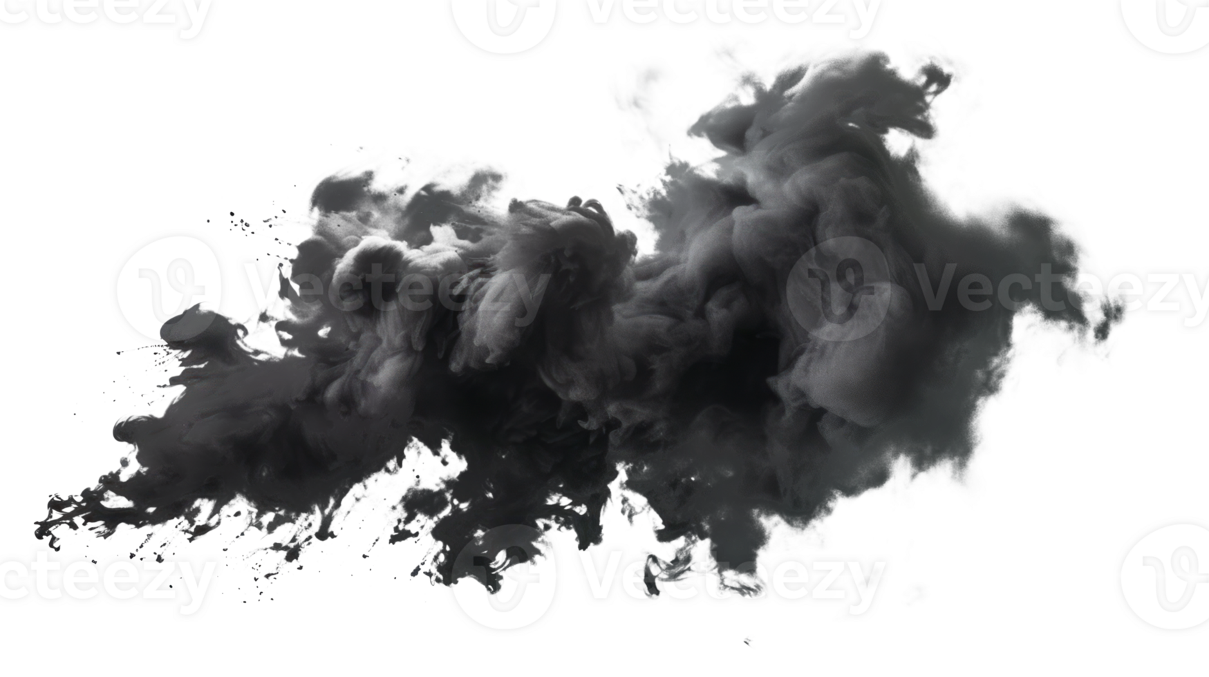 A dark swirling cloud of smoke on a transparent background png