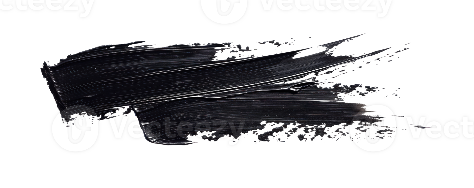 A bold black paint brushstroke on a transparent background for artistic use. png
