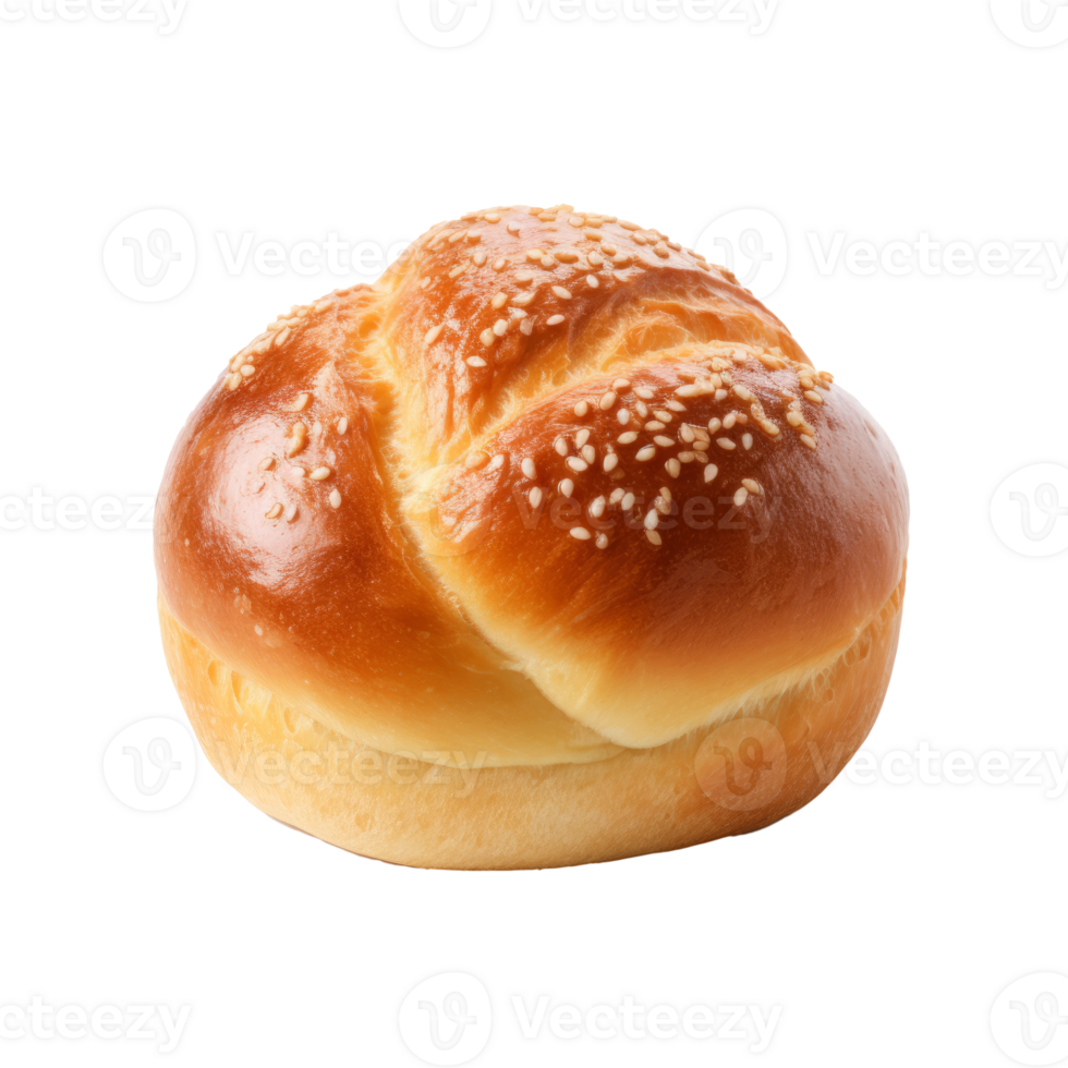 Freshly baked sesame seed topped bread roll isolated on a transparent background png