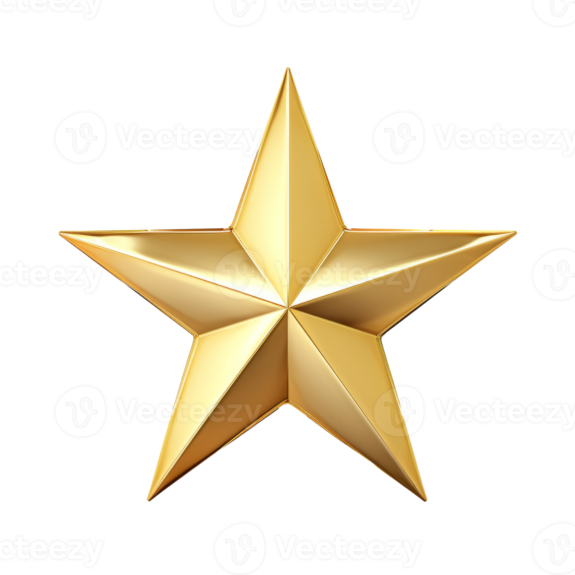 A shiny gold five-pointed star symbol for awards and achievements ...