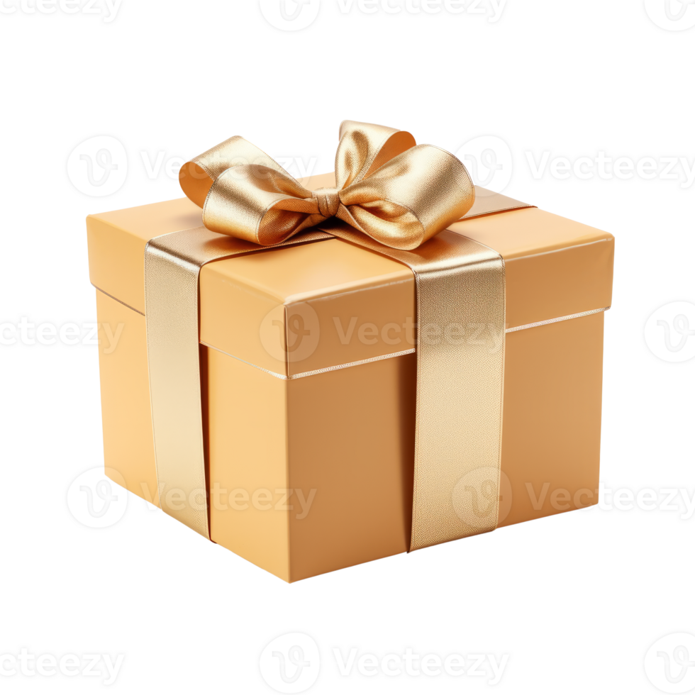 A golden gift box with a shiny ribbon perfect for any celebration png