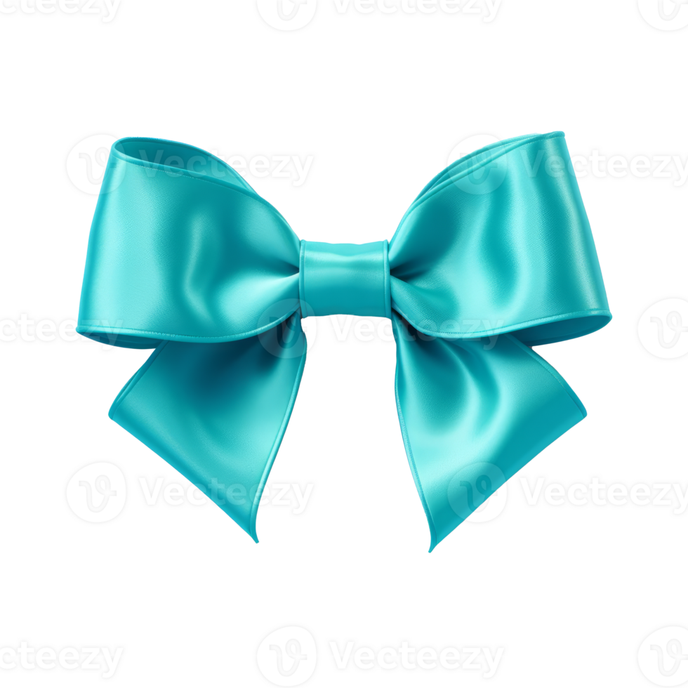 A vibrant turquoise bow ribbon suitable for decoration and gifts png