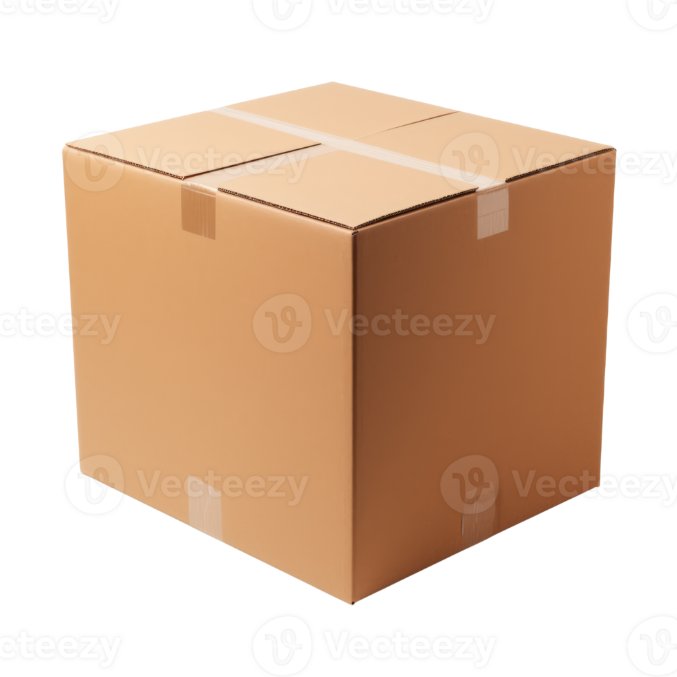 A plain cardboard box suitable for shipping and storage purposes png
