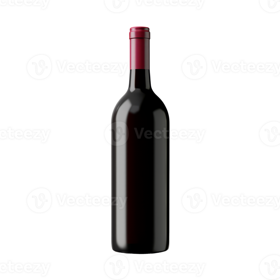 Red wine bottle on a transparent background for beverage and celebration themes. png
