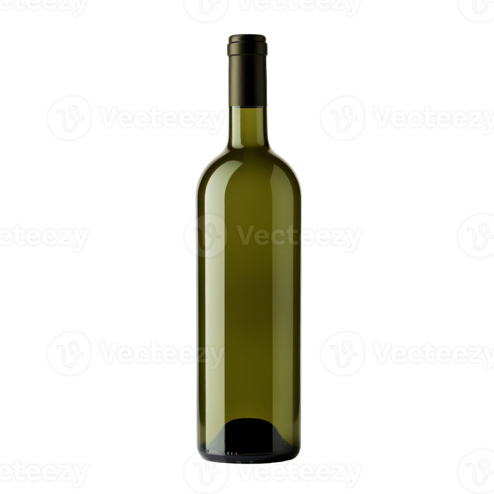 Empty green wine bottle on a transparent background for beverage photography png