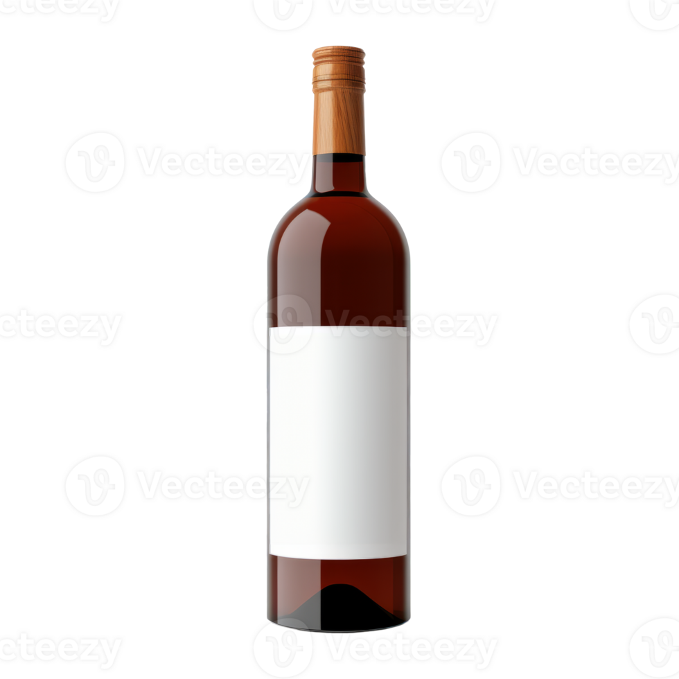 Empty red wine bottle with a blank label on a transparent background png