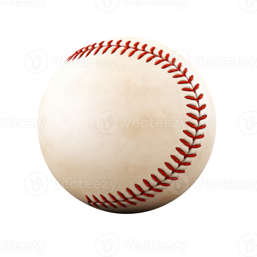 A classic leather baseball isolated on a transparent background png