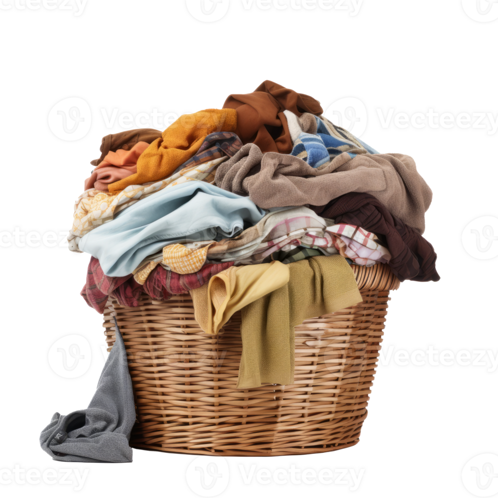 A basket filled with a colorful pile of clean laundry and clothes png