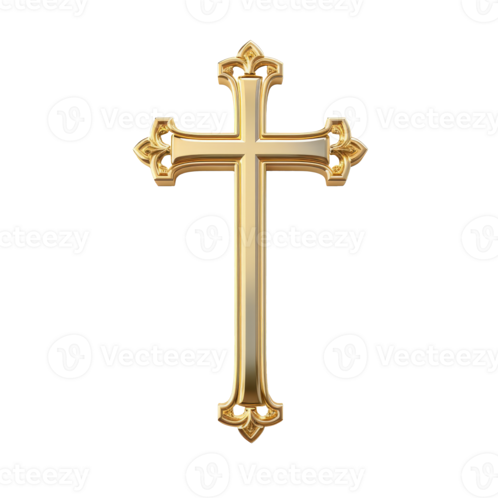 Golden ornate cross symbol representing faith and spirituality png