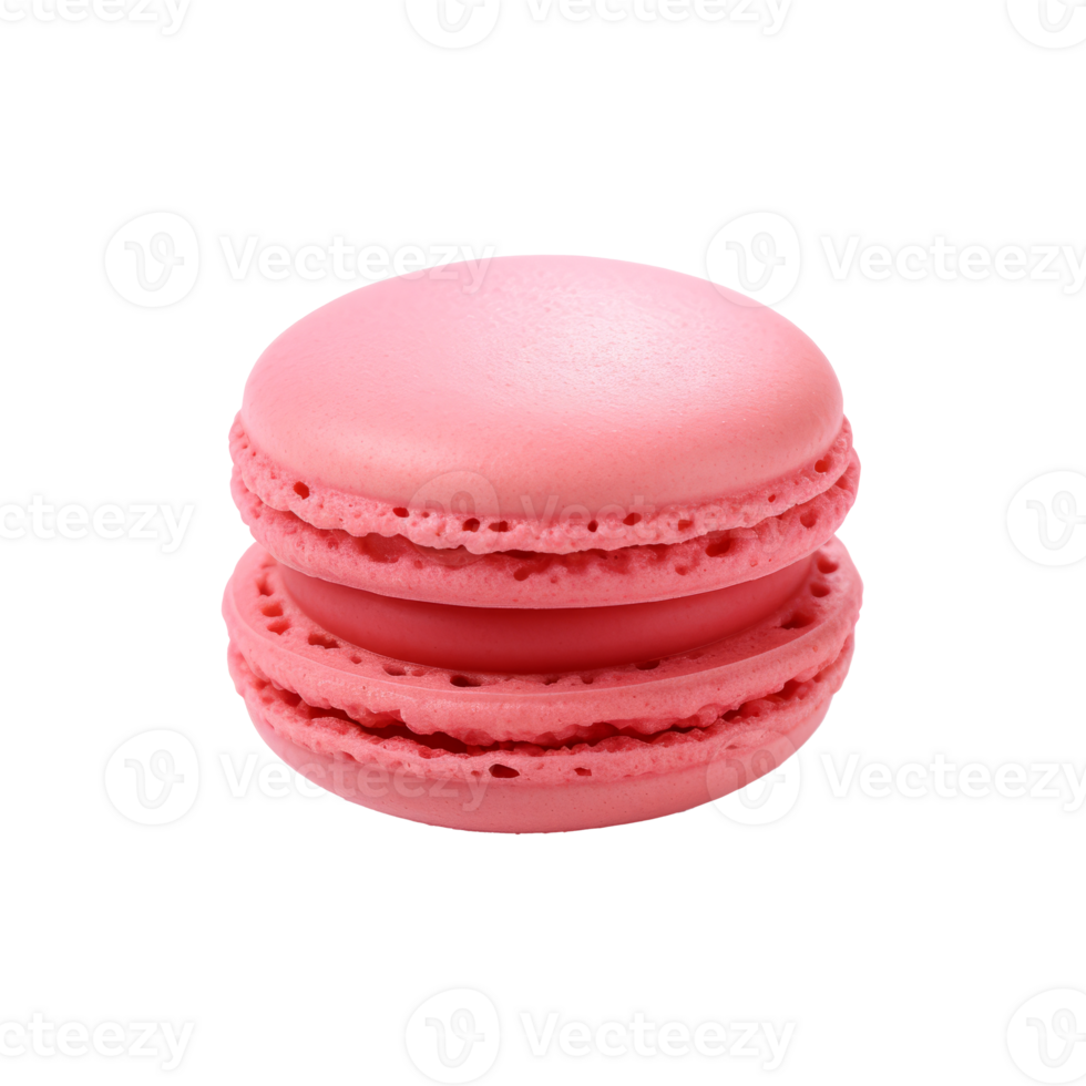 Pink macaron dessert with a creamy filling on a transparent background png