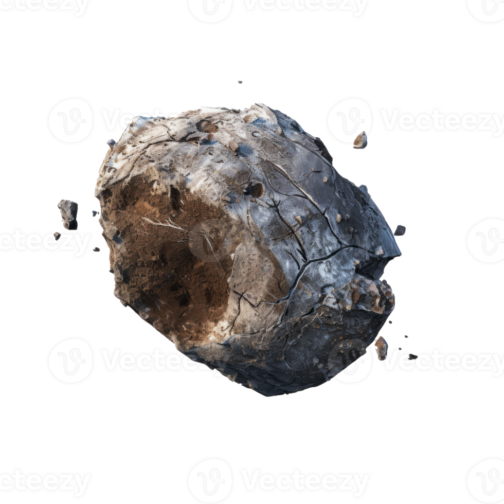A realistic rock with a rough texture and natural details. png