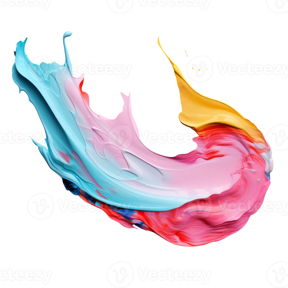 Colorful abstract paint splash with vibrant swirls on a transparent background png