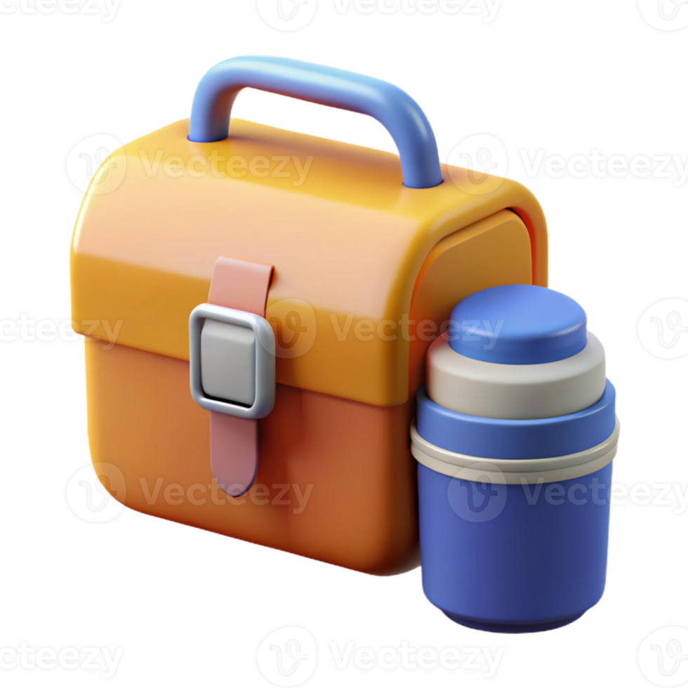 3D Render Lunchbox and Thermos png