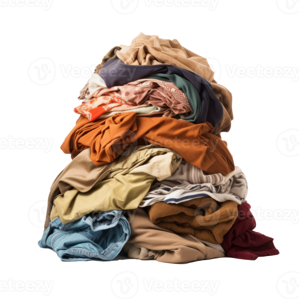 A colorful pile of assorted clothes and textiles in disarray. png