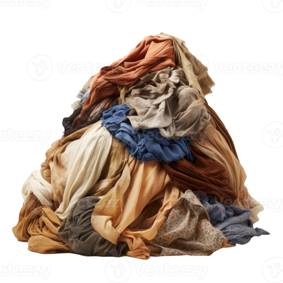 A large pile of assorted fabrics and textiles in various colors. png