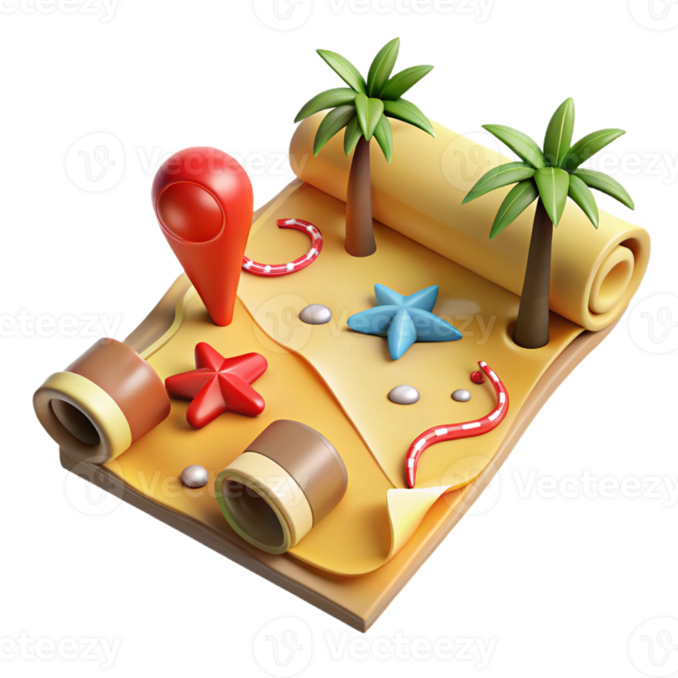 3D Illustration Tropical Island Map png