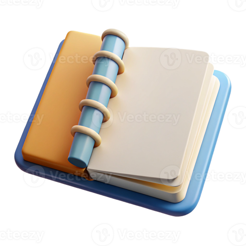 3D Render of a Spiral Bound Notebook png