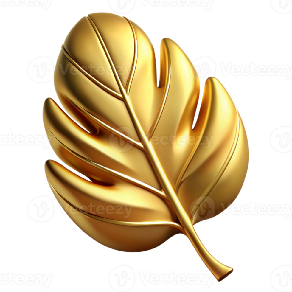 Golden Leaf 3D Render png