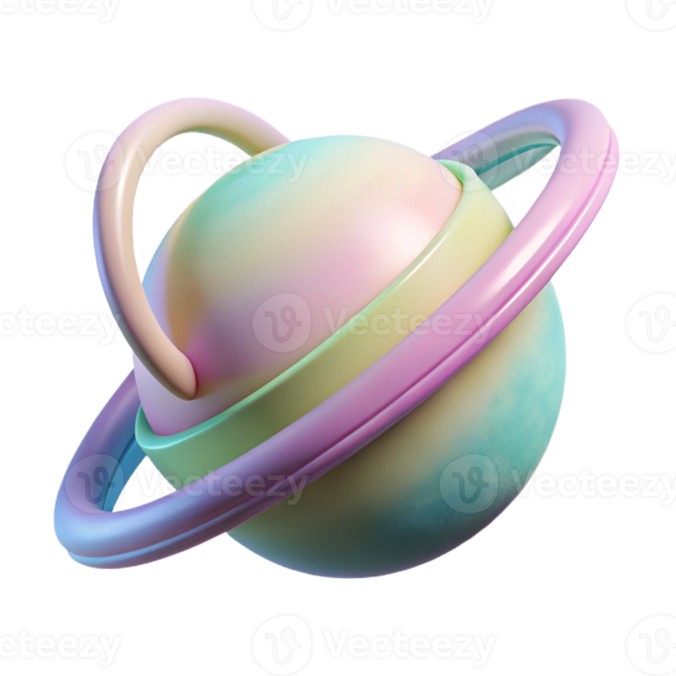 Pastel Planet 3D Render png
