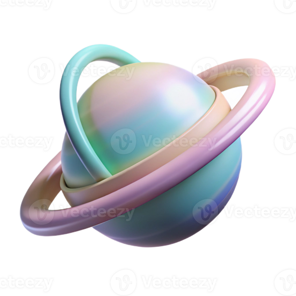 Pastel Planet 3D Render png