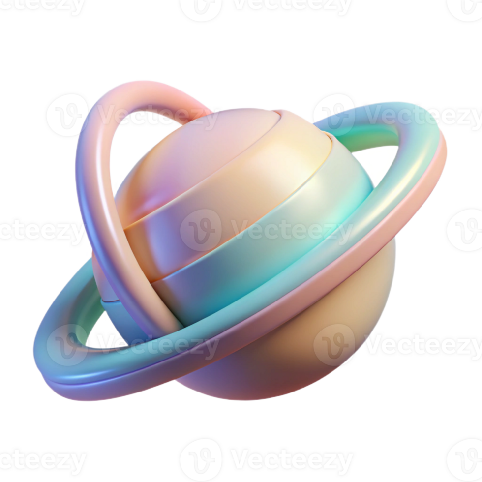 Pastel Planet 3D Render png